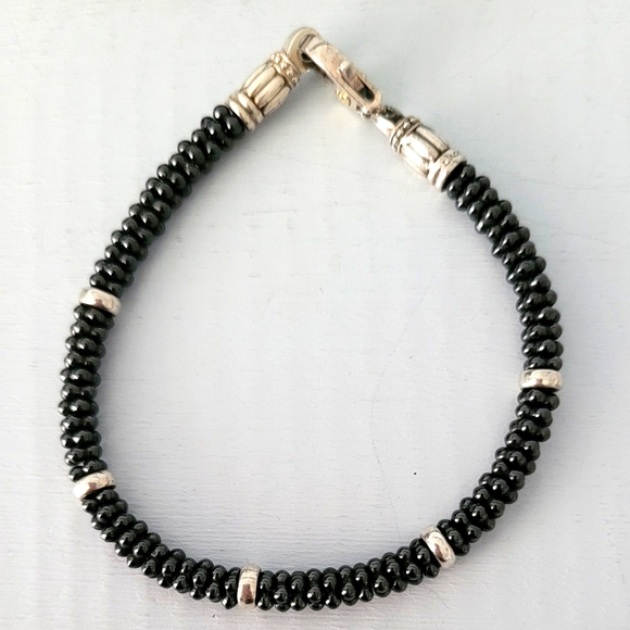 LAGOS Jewelry - LAGOS Sterling Silver 18K Gold Black Ceramic Caviar Bracelet 8.5"